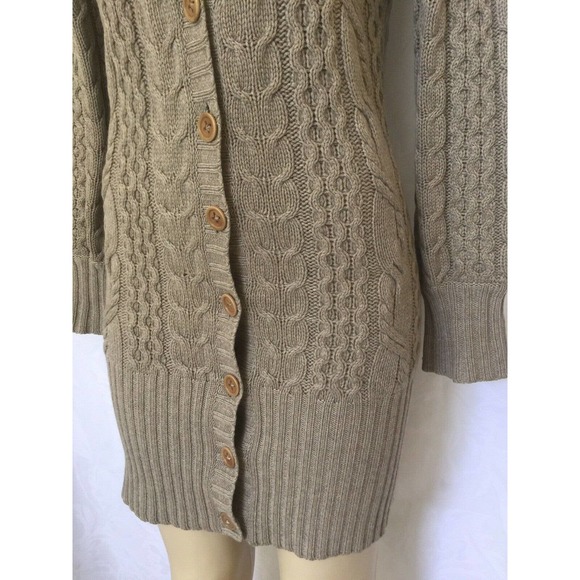 Autumn Cashmere Cardigan Sweater Cable Knit Taupe - Picture 4 of 7
